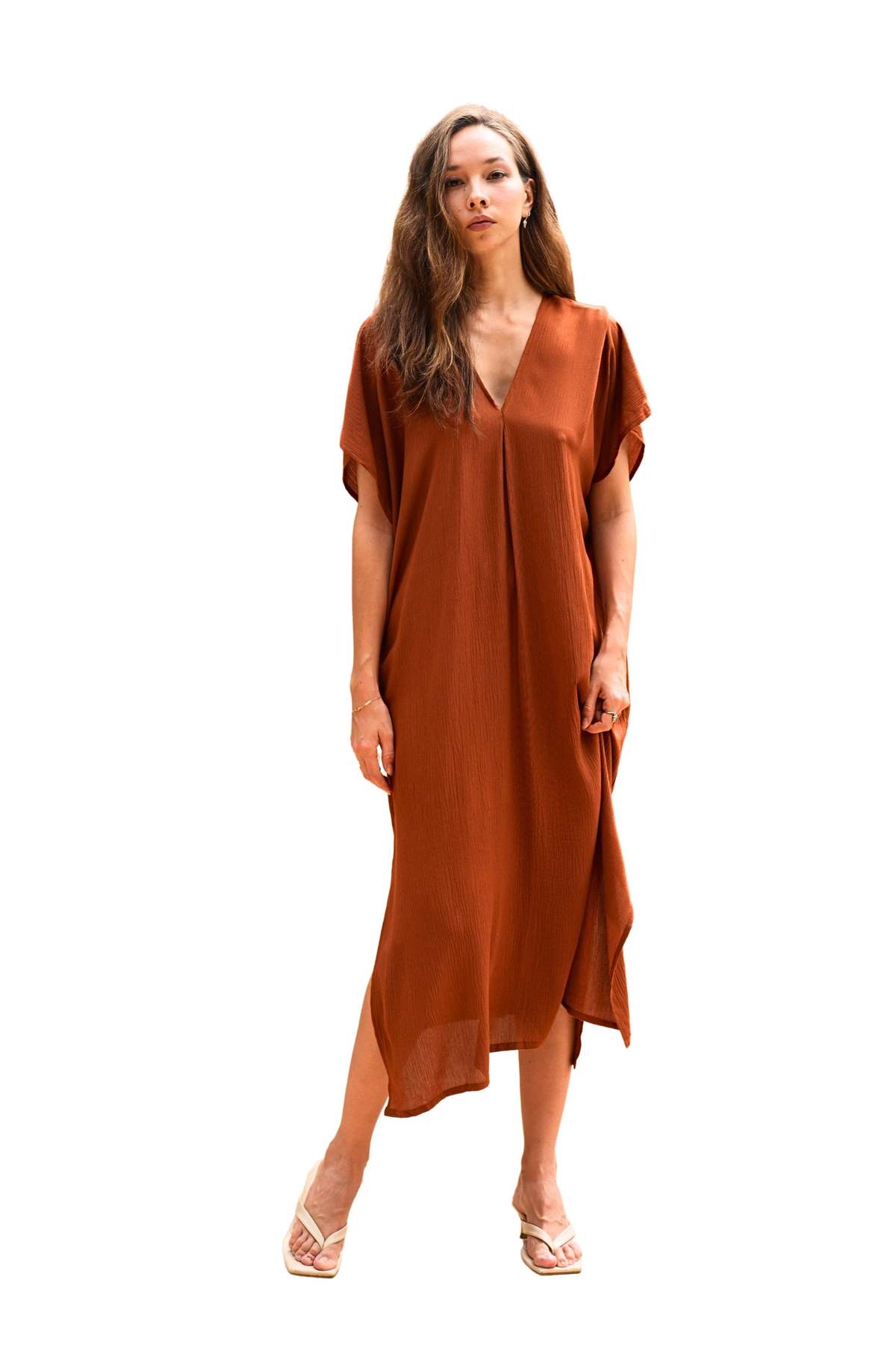 Pink Haley Gina Breezy Crinkle Kaftan Dress - Image 1 of 7