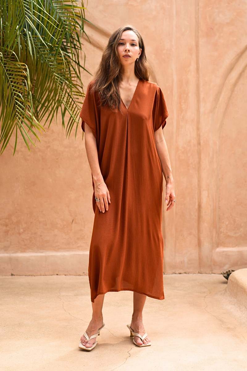 Pink Haley Gina Breezy Crinkle Kaftan Dress