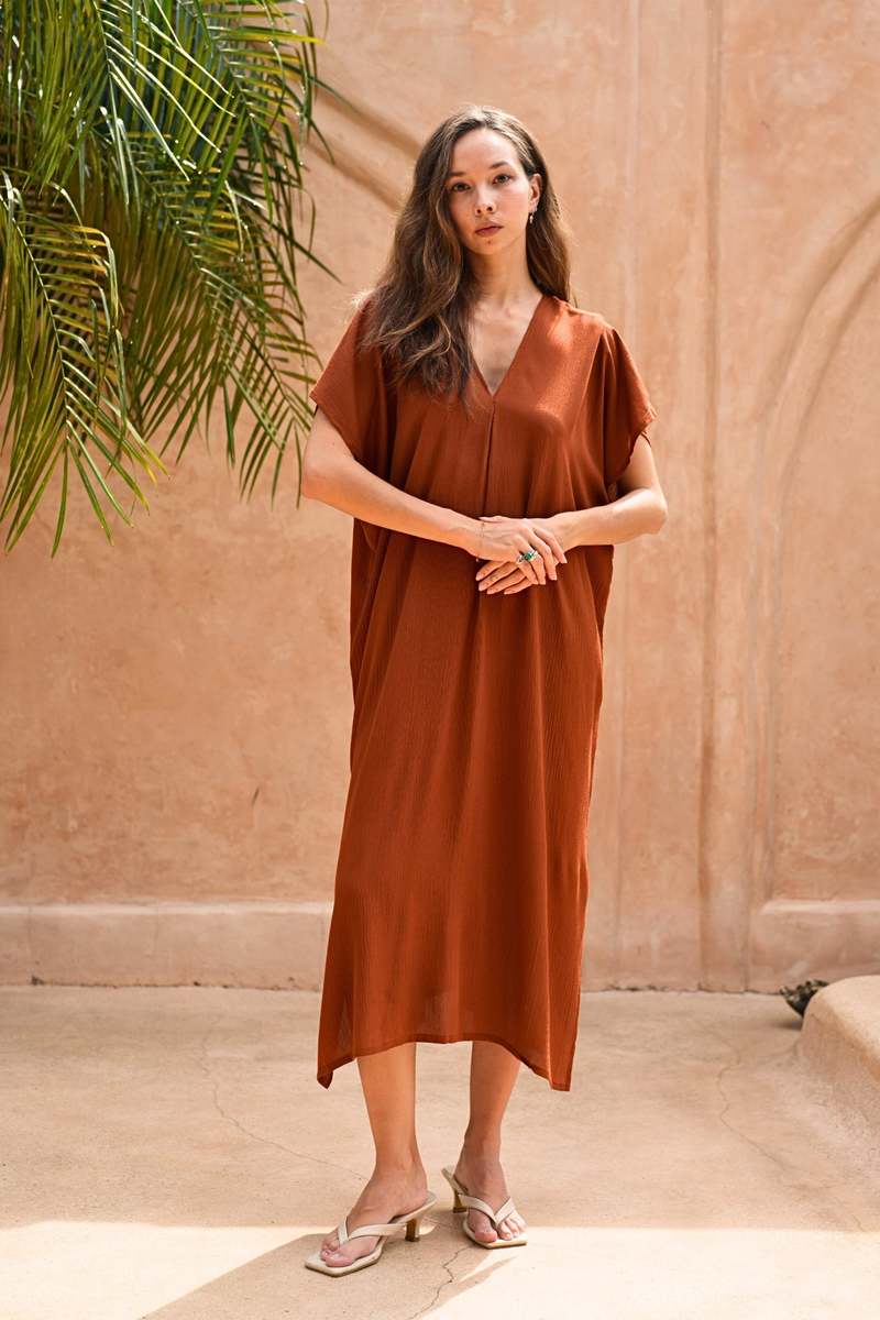 Pink Haley Gina Breezy Crinkle Kaftan Dress