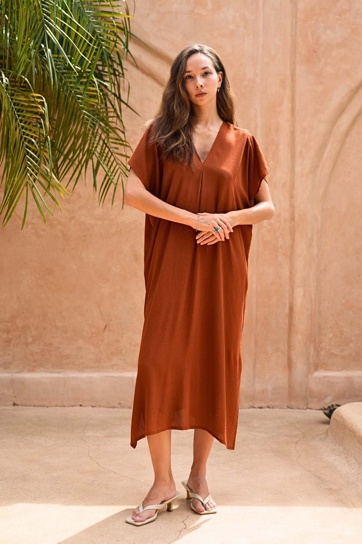 Pink Haley Gina Breezy Crinkle Kaftan Dress - Image 6 of 7