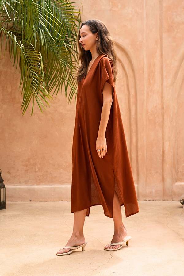 Pink Haley Gina Breezy Crinkle Kaftan Dress