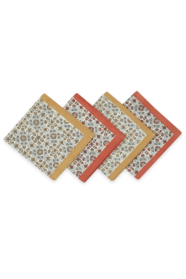 Sustainable Threads Hand Block Printed Cotton Napkins, Set of 4