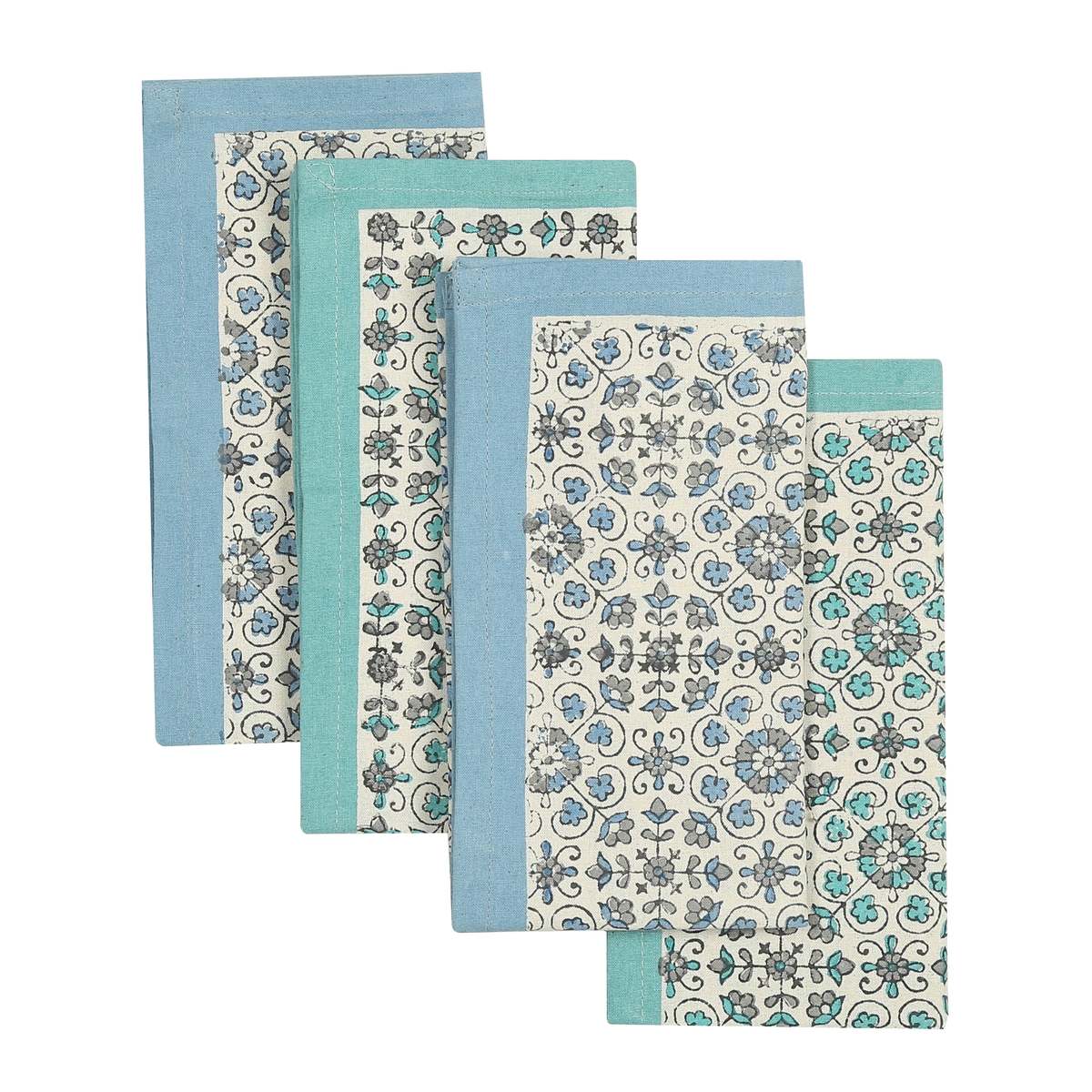 Sustainable Threads Hand Block Printed Cotton Napkins, Set of 4 - Image 3 of 13