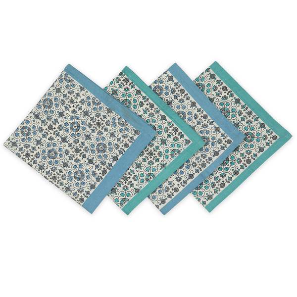 Sustainable Threads Hand Block Printed Cotton Napkins, Set of 4