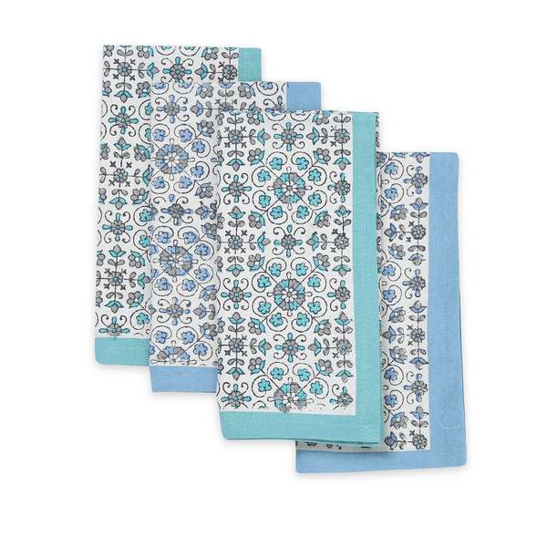 Sustainable Threads Hand Block Printed Cotton Napkins, Set of 4