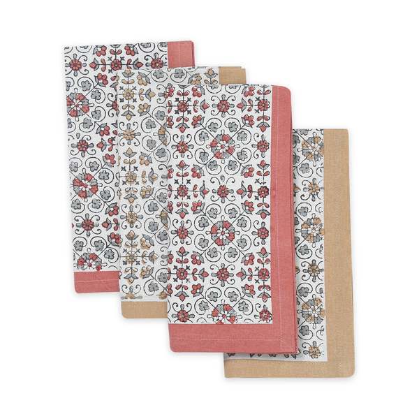Sustainable Threads Hand Block Printed Cotton Napkins, Set of 4