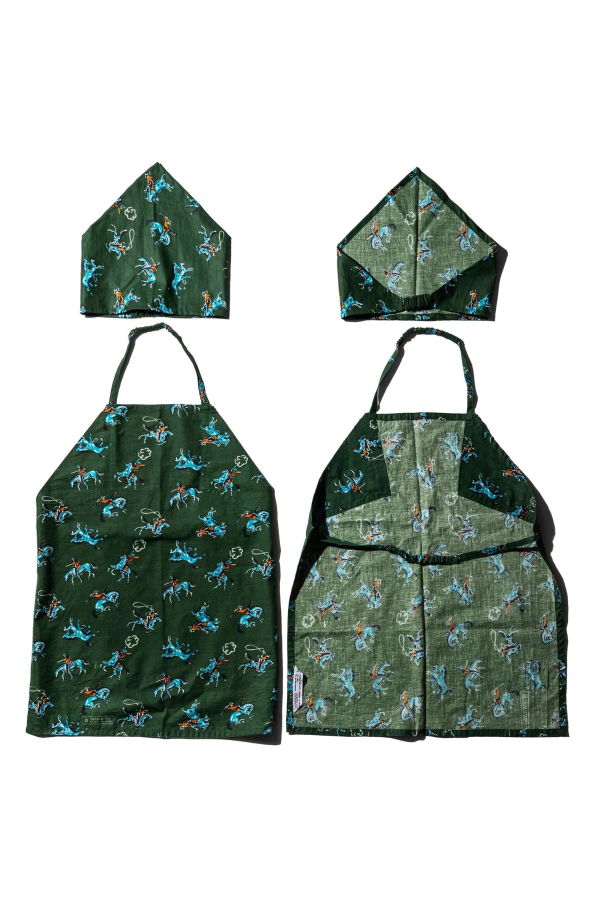 KIDS Puebco Hand Printed Apron With Kerchief / Cowboy Apron