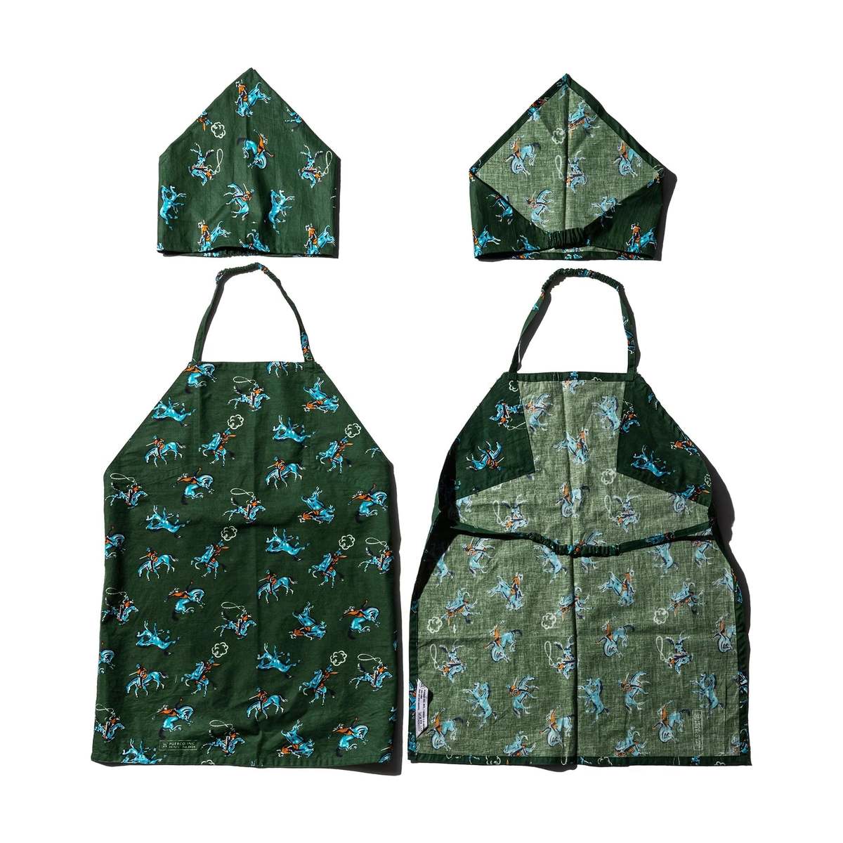 KIDS Puebco Hand Printed Apron With Kerchief / Cowboy Apron - Image 2 of 6