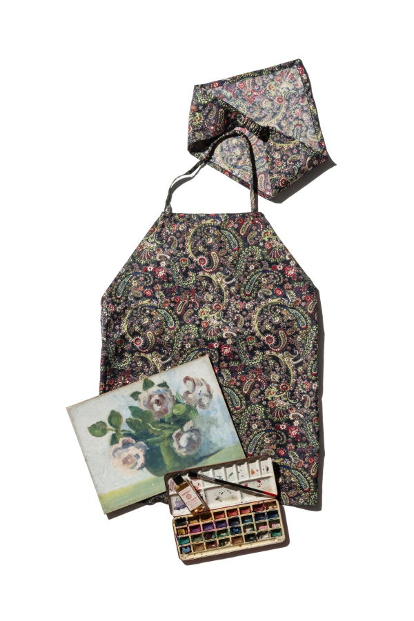 KIDS Puebco Hand Printed Apron With Kerchief / Paisley