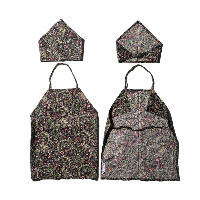 KIDS Puebco Hand Printed Apron With Kerchief / Paisley