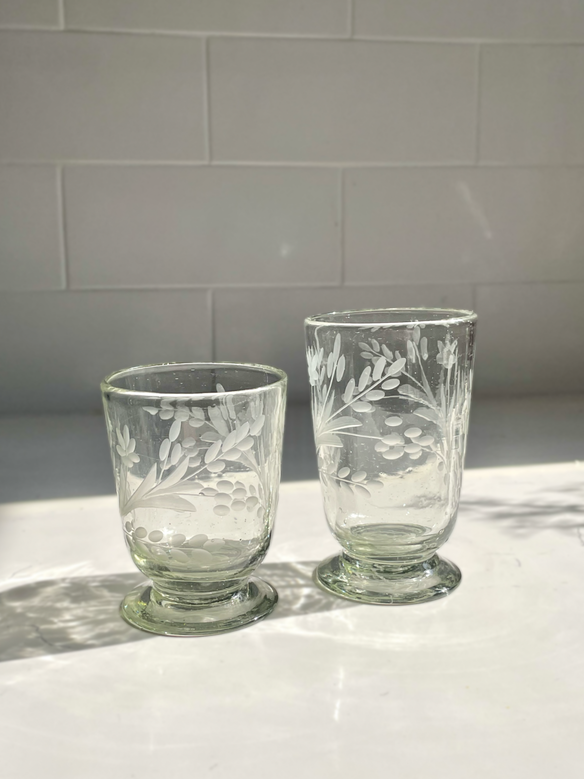 Villa Lua Home Hand-Etched Blown Footed Glass - Image 4 of 9