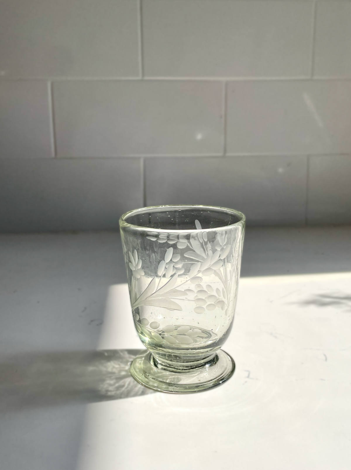 Villa Lua Home Hand-Etched Blown Footed Glass - Image 5 of 9