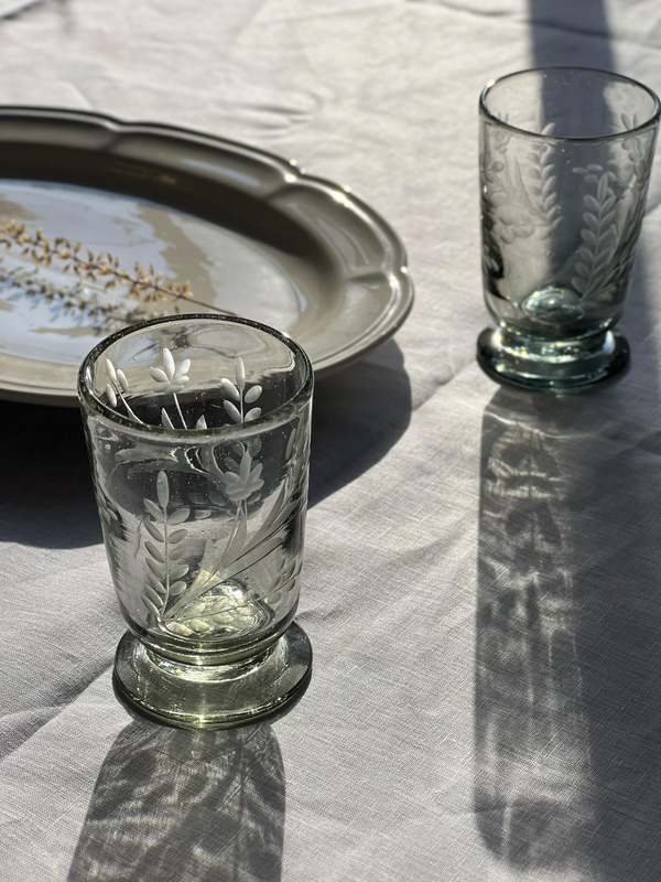 Villa Lua Home Hand-Etched Blown Footed Glass