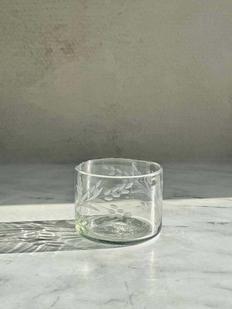 Villa Lua Home Hand-Etched Short Glass, Set of 2
