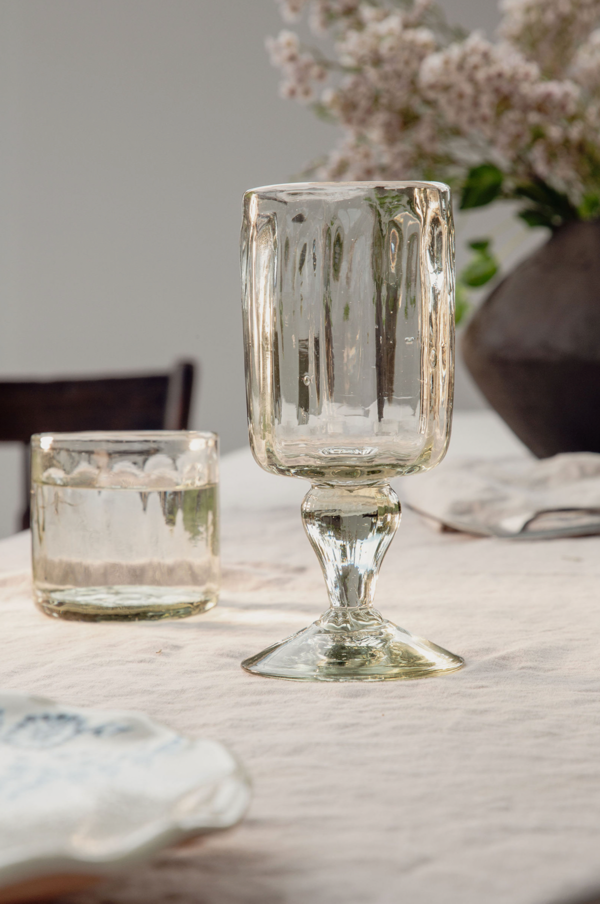 Villa Lua Home Handblown Fluted Glass Set Of 2 Drinking Glasses - Image 2 of 6