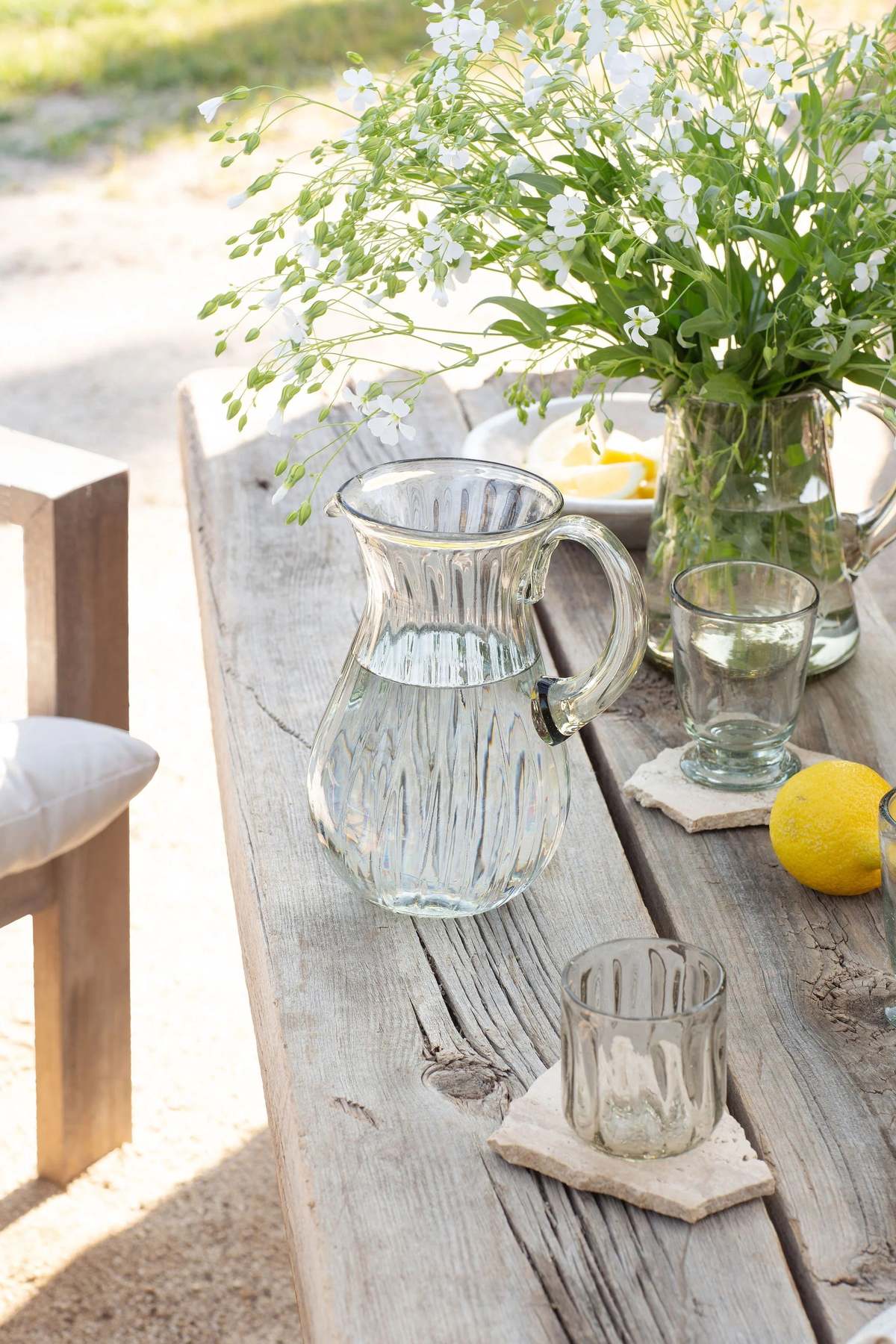 Villa Lua Home Handblown Fluted Pitcher - Image 2 of 7