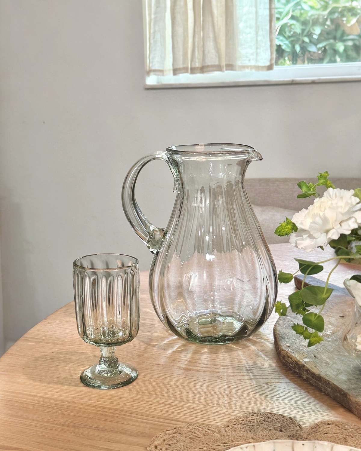 Villa Lua Home Handblown Fluted Pitcher - Image 4 of 7