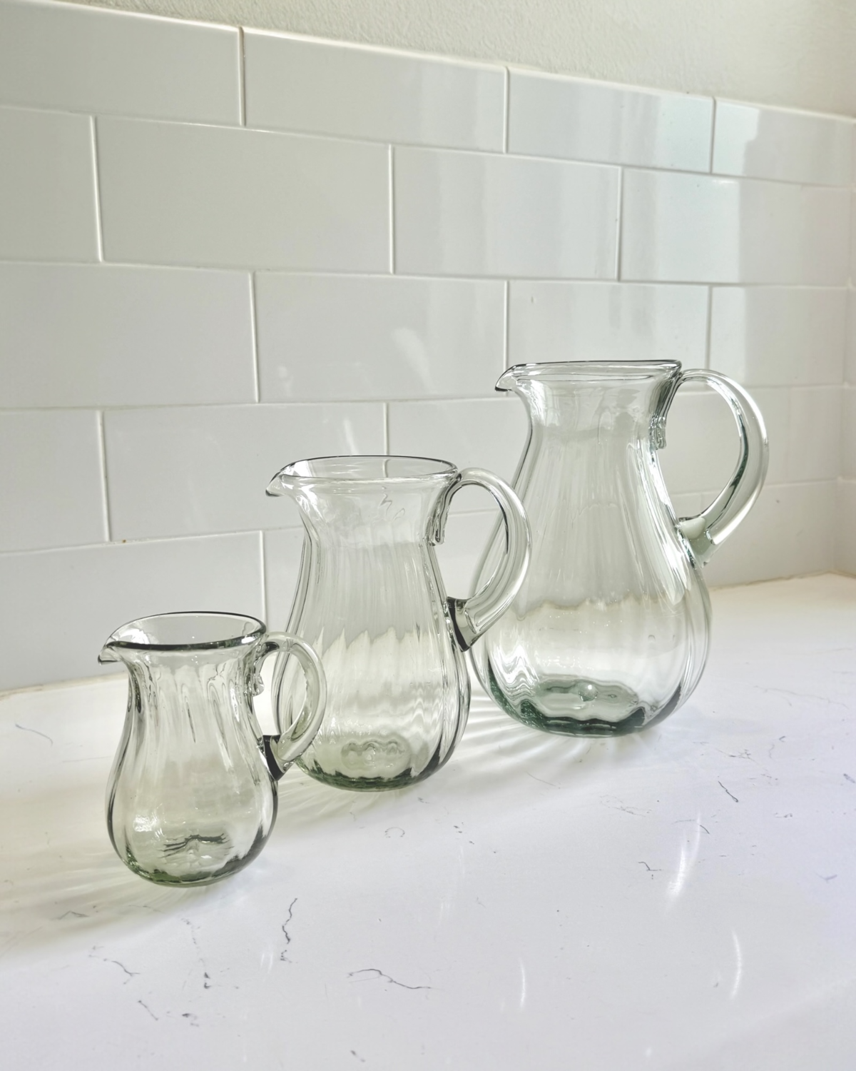 Villa Lua Home Handblown Fluted Pitcher - Image 7 of 7