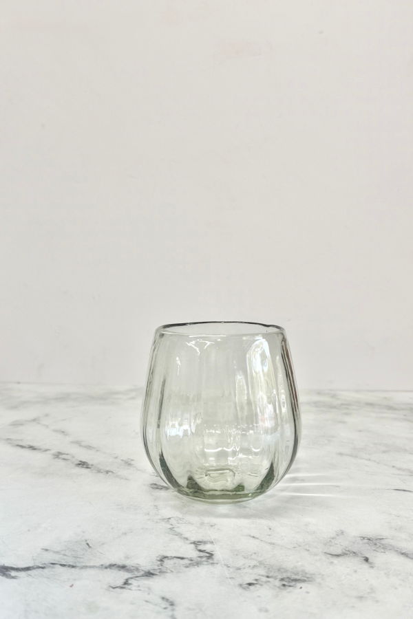 Villa Lua Home Handblown Oval Fluted Glass Set of 2