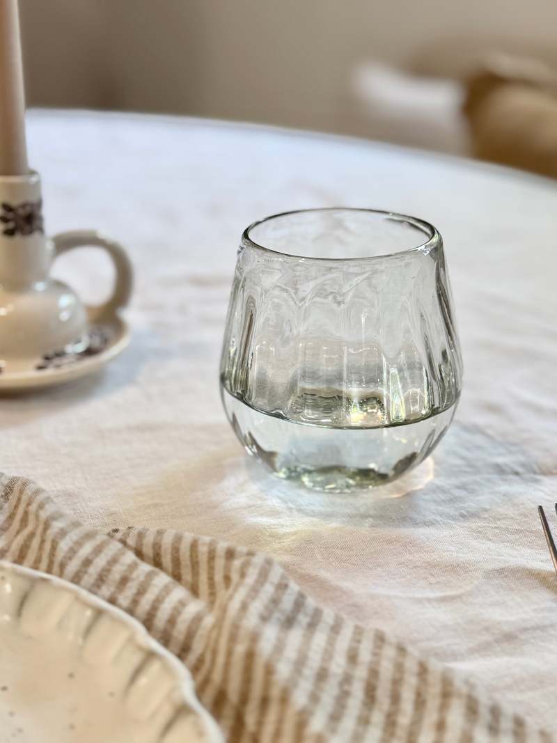 Villa Lua Home Handblown Oval Fluted Glass Set of 2