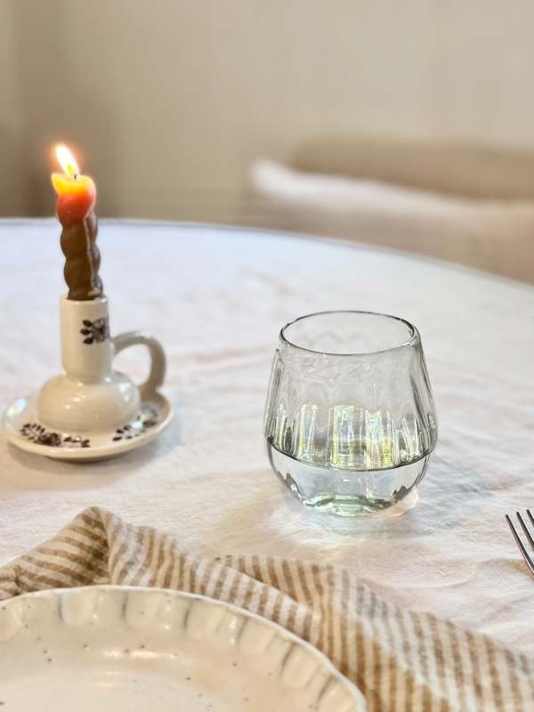 Villa Lua Home Handblown Oval Fluted Glass Set of 2