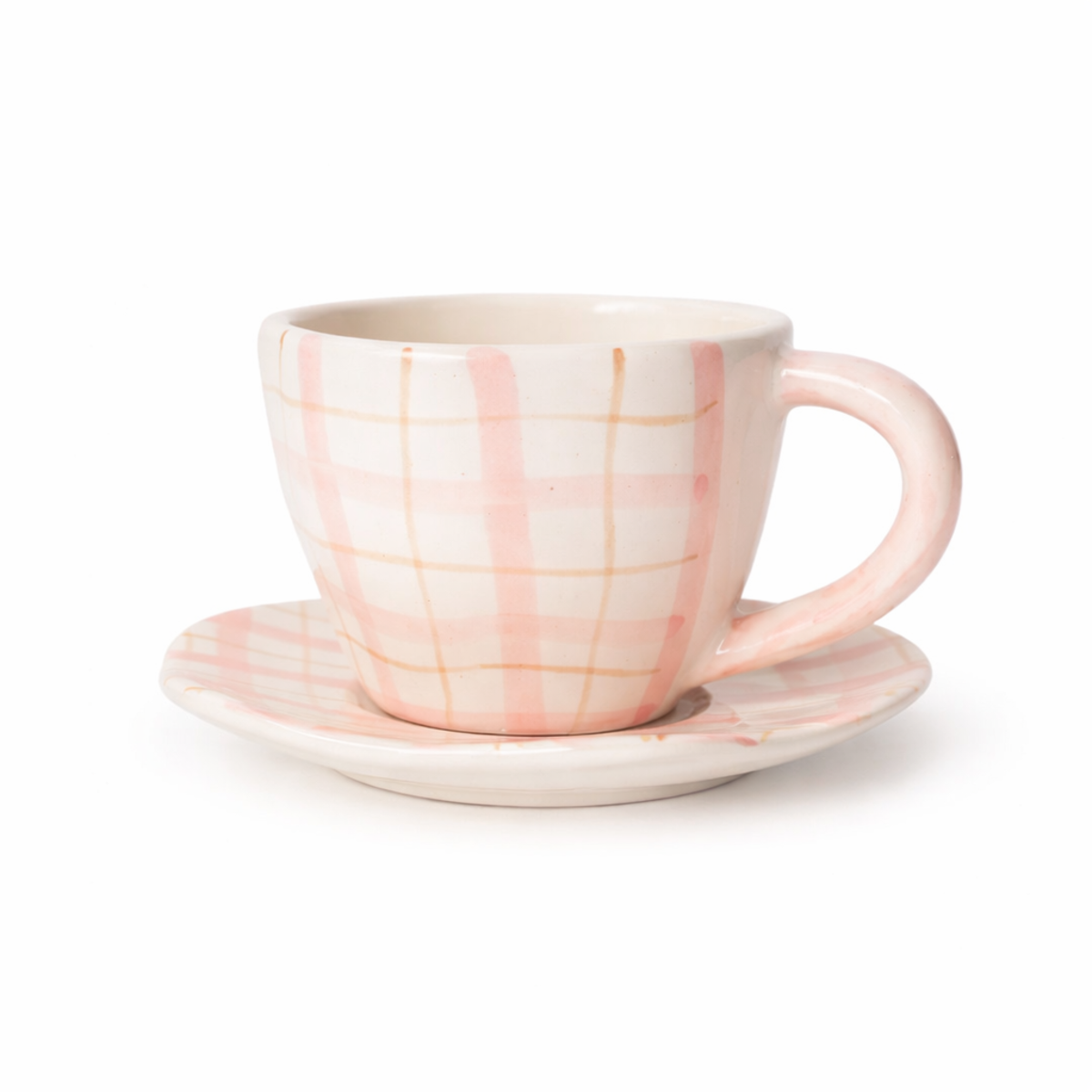Casa Amarosa Handmade Ceramic Mug & Coaster Set Plaid - Image 1 of 6