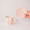 Casa Amarosa Handmade Ceramic Mug & Coaster Set Plaid - Thumbnail 3
