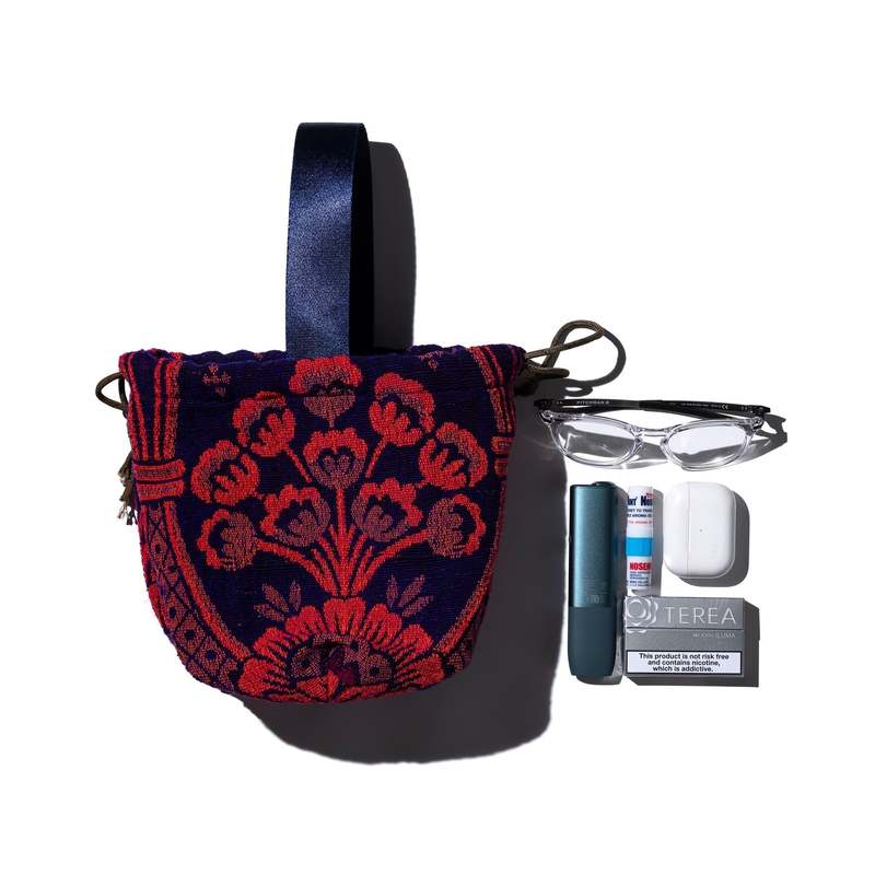 Puebco Jacquard Fabric Drawstring Bag