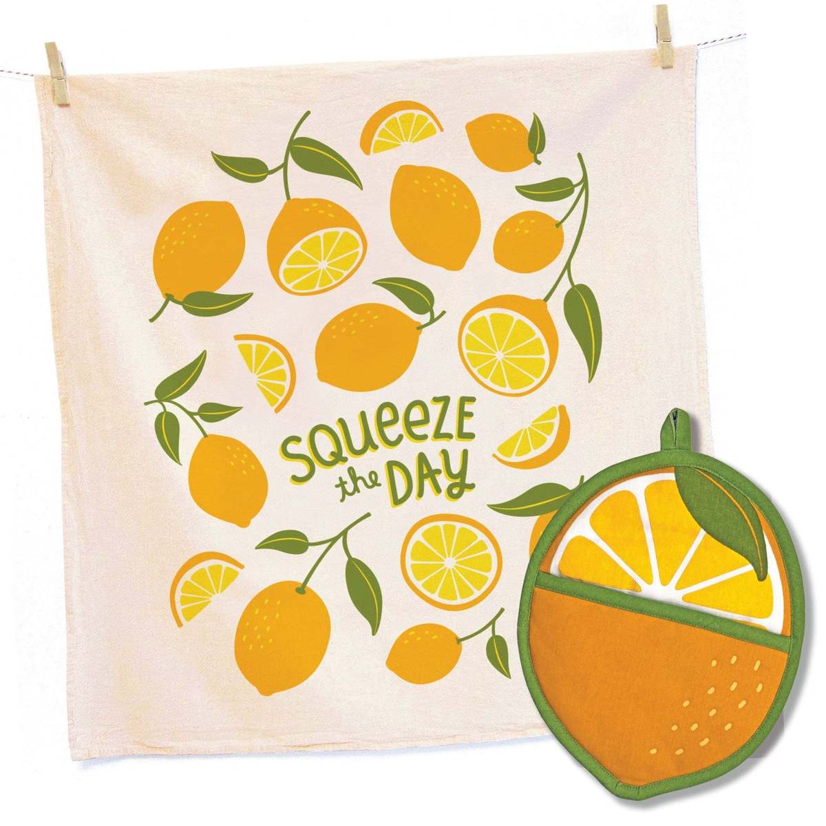 The Neighborgoods Lemon Tea Towel and Pot Holder Set - Image 1 of 5