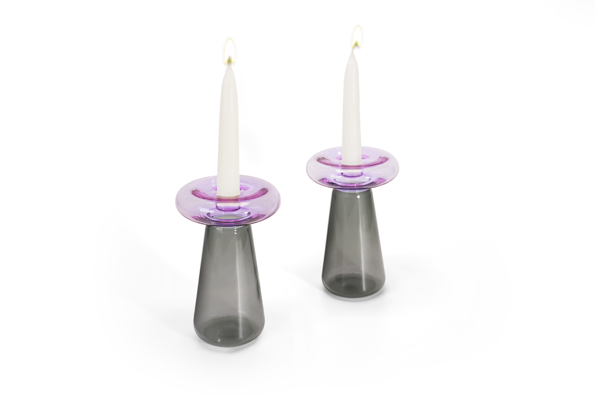 Tchotchke Glass Mushroom Candlesticks - Image 3 of 4
