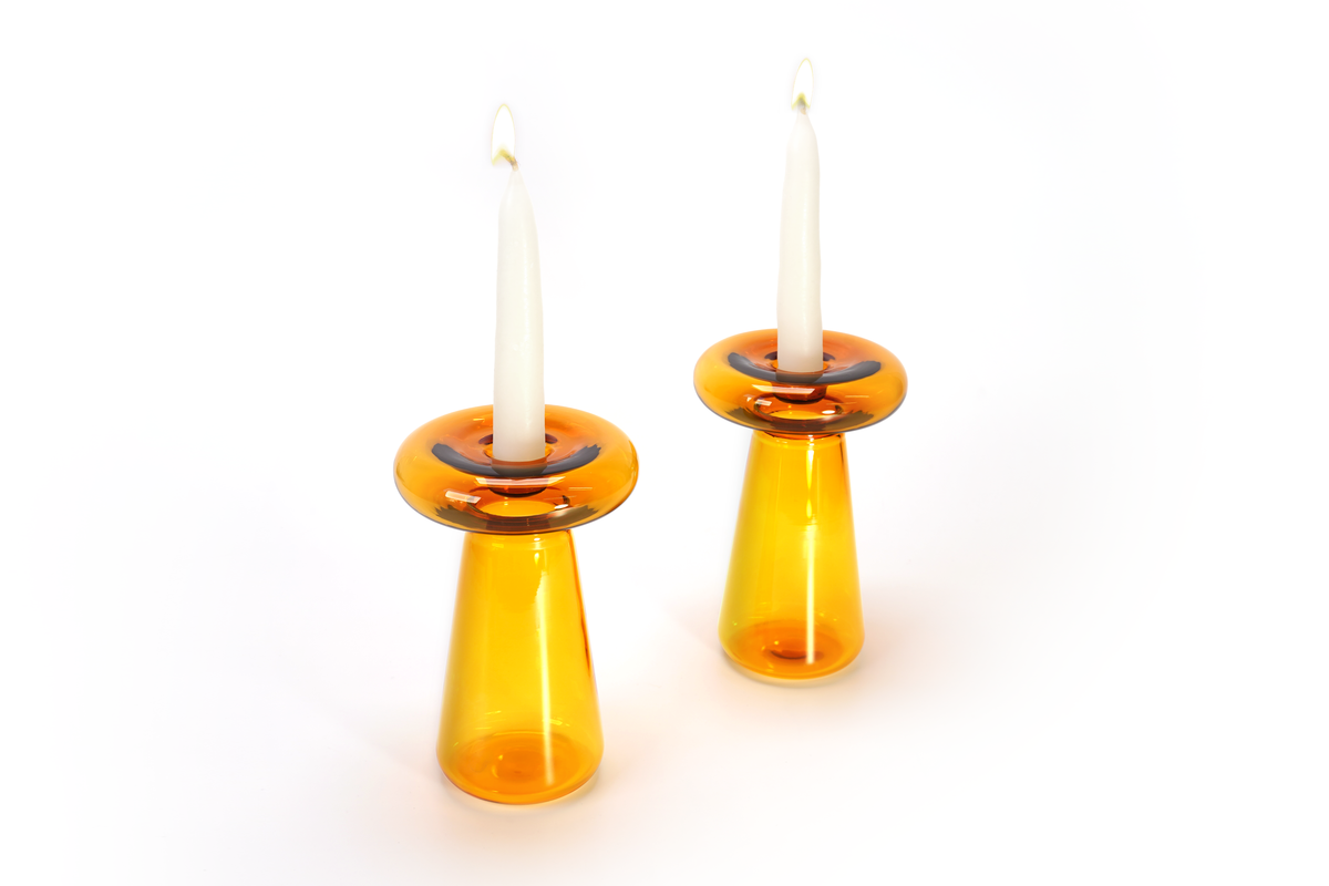 Tchotchke Glass Mushroom Candlesticks - Image 4 of 4