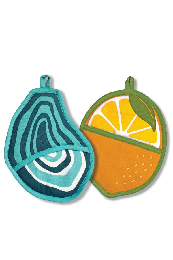 The Neighborgoods Oyster & Lemon Pot Holders Set of 2