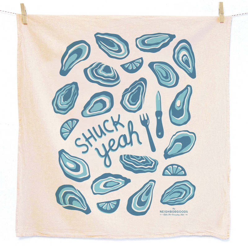 The Neighborgoods Oyster Tea Towel and Pot Holder Set