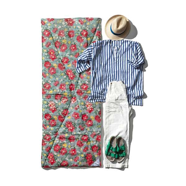 Puebco Puffy Nap Mat / Flower X Stripe