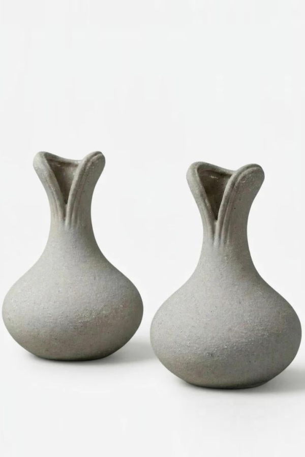 Bosilunlife Set of 2 Flower Vases Recycled Eco-Clay - Gray