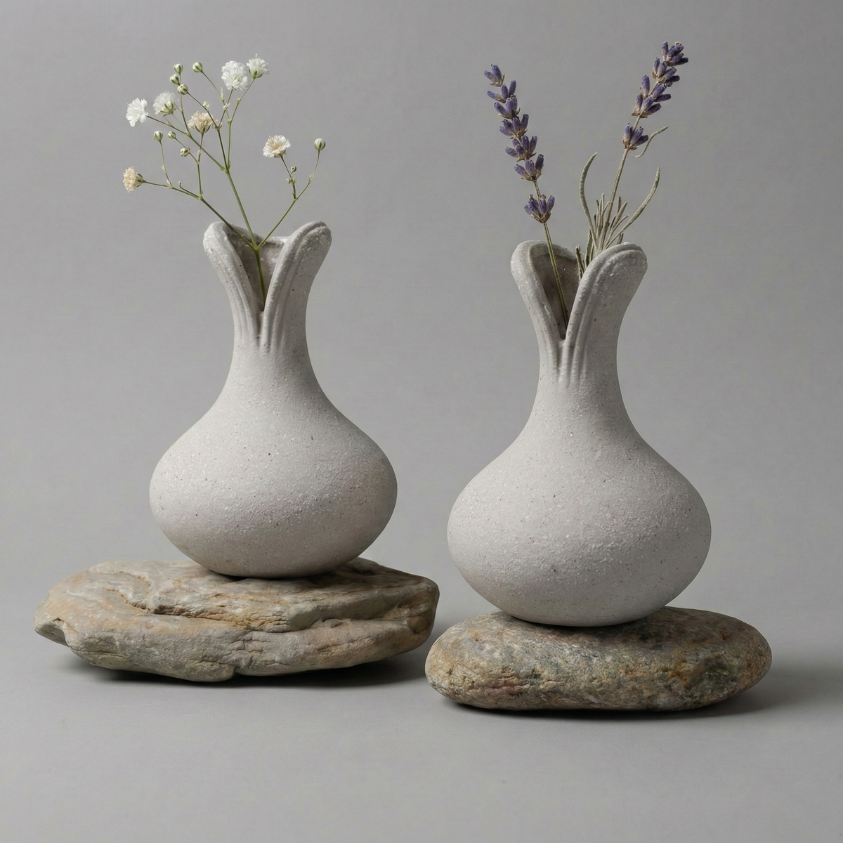 Bosilunlife Set of 2 Flower Vases Recycled Eco-Clay - Gray - Image 2 of 6