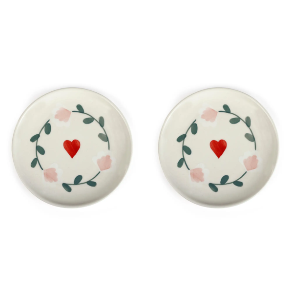 Casa Amarosa S/2 Ceramic Amour Petal Dessert Plates