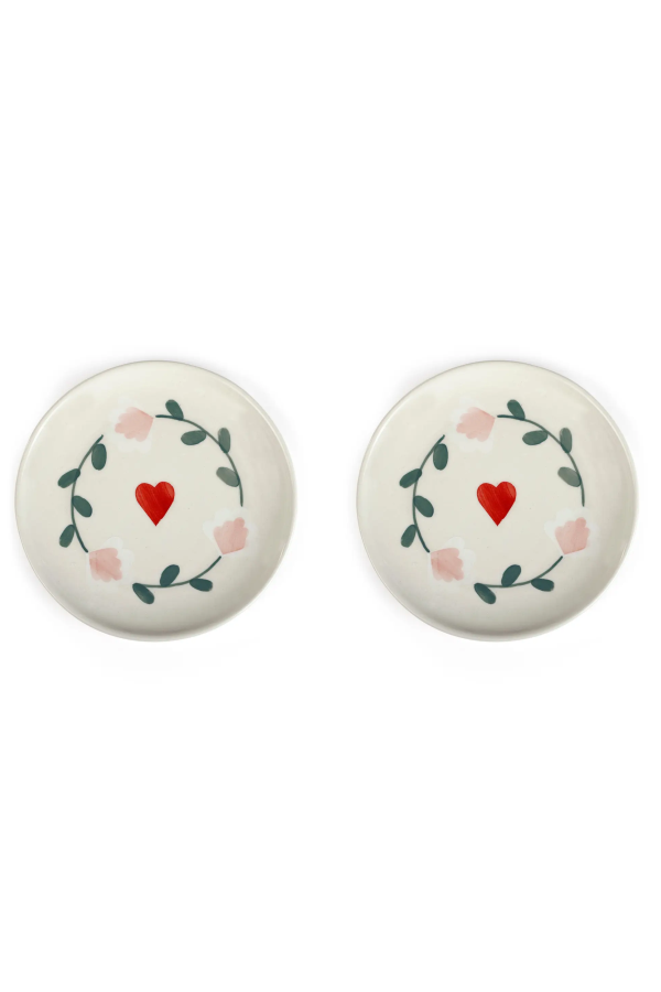 Casa Amarosa S/2 Ceramic Amour Petal Dessert Plates