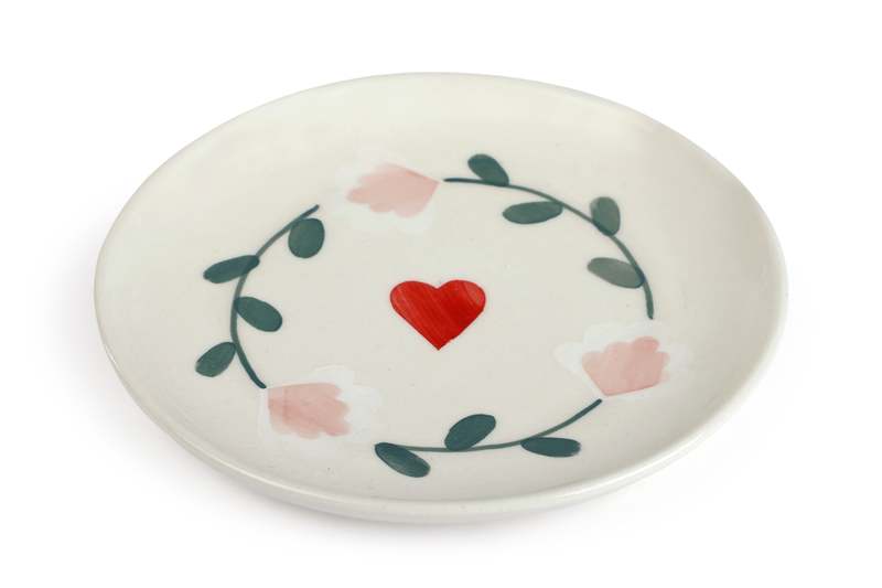 Casa Amarosa S/2 Ceramic Amour Petal Dessert Plates