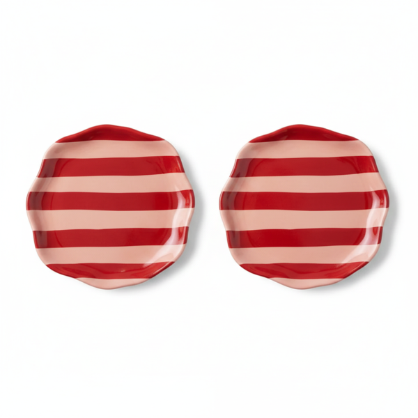 Casa Amarosa S/2 Ceramic Stripe Plate