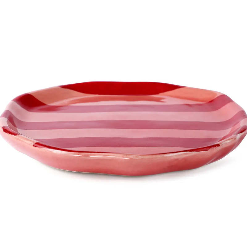 Casa Amarosa S/2 Ceramic Stripe Plate
