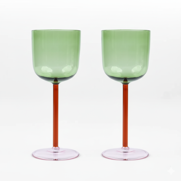 Casa Amarosa Set of 2 Color Pop Wine Glasses