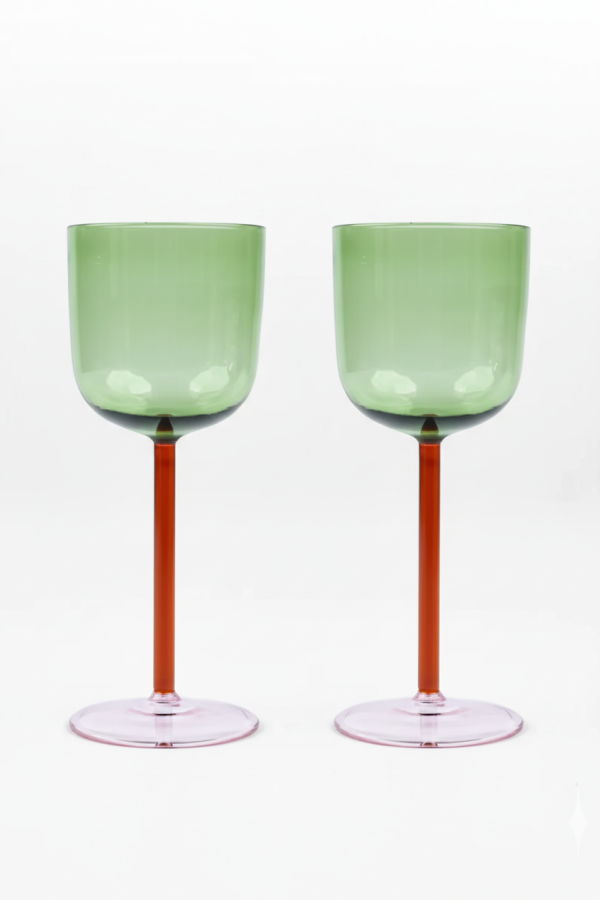Casa Amarosa Set of 2 Color Pop Wine Glasses