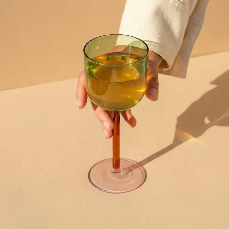 Casa Amarosa Set of 2 Color Pop Wine Glasses