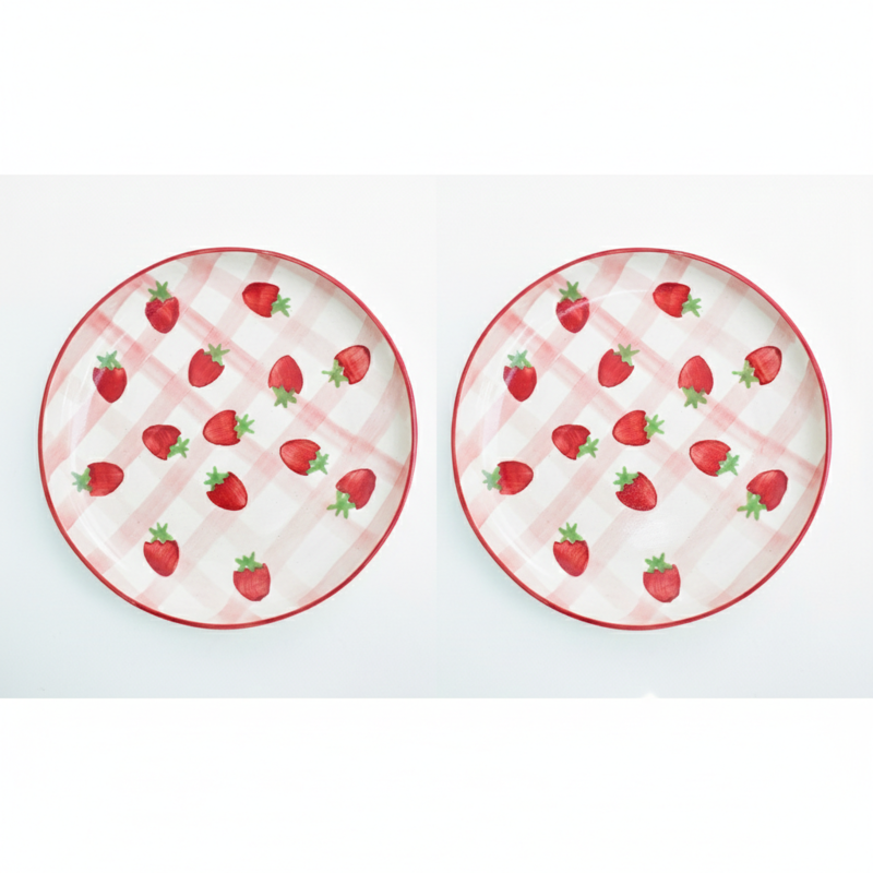 Casa Amarosa S/2 Strawberry Shortcake Dessert Plate
