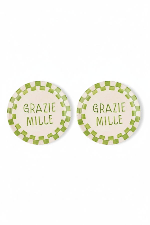 Casa Amarosa Set of 2 Grazie Mille Ceramic Snack Plate