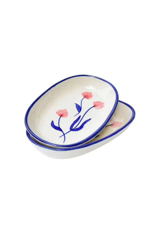 Casa Amarosa Set of 2 Handmade Ceramic Camellia Serving Bowls