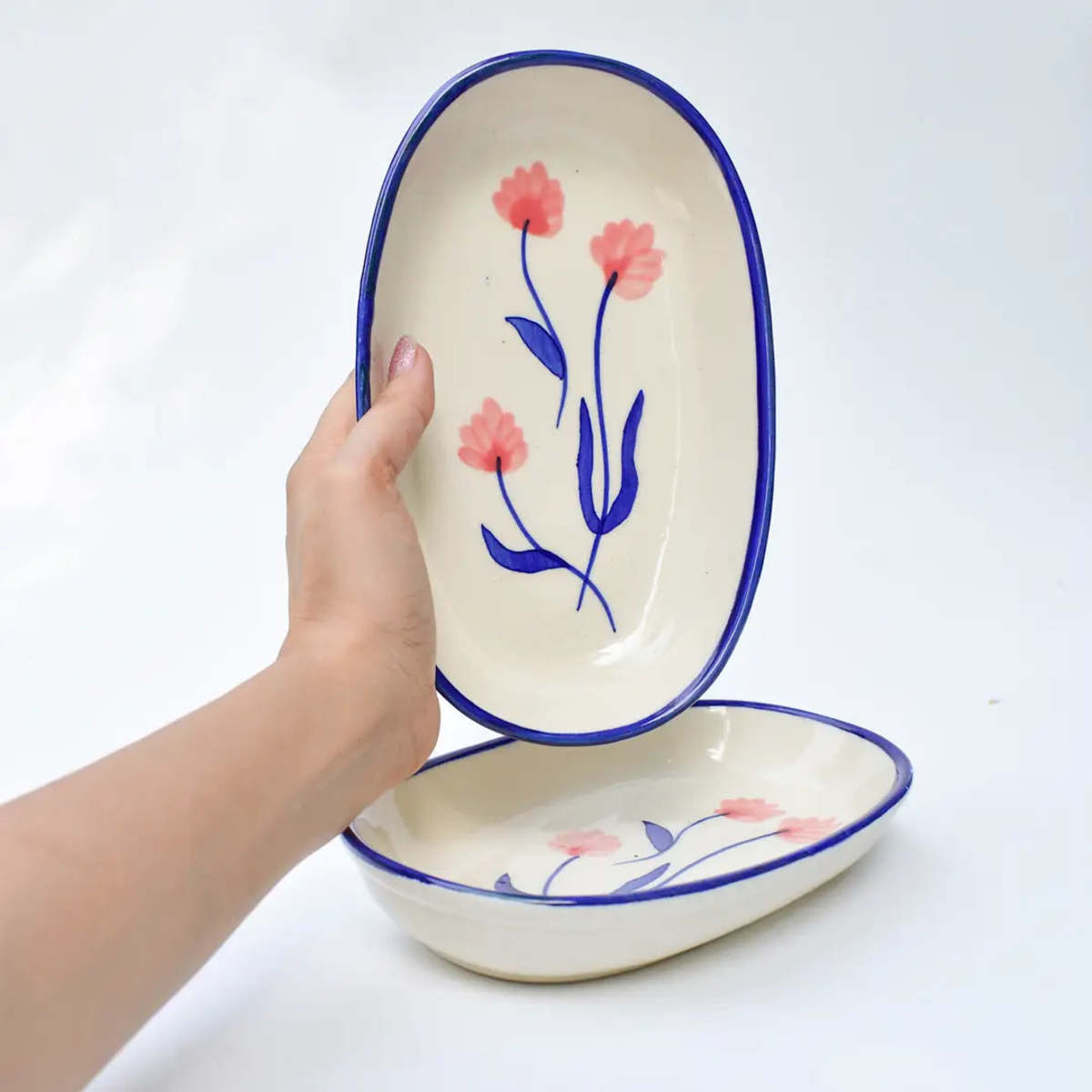 Casa Amarosa Set of 2 Handmade Ceramic Camellia Serving Bowls - Image 2 of 3