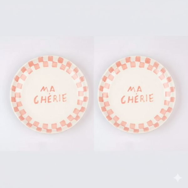 Casa Amarosa S/2 Ma Cherie Ceramic Snack Plate