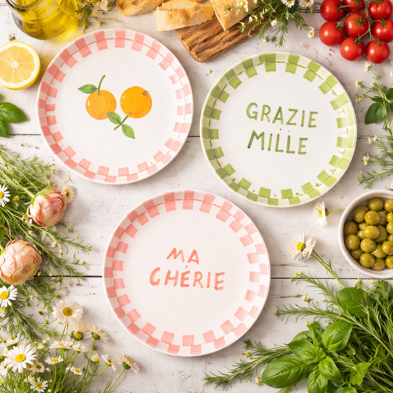 Casa Amarosa S/2 Ma Cherie Ceramic Snack Plate